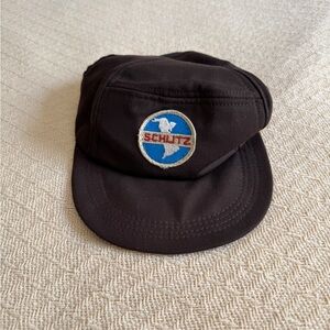 Vintage Schlitz hat, Dark brown with world patch